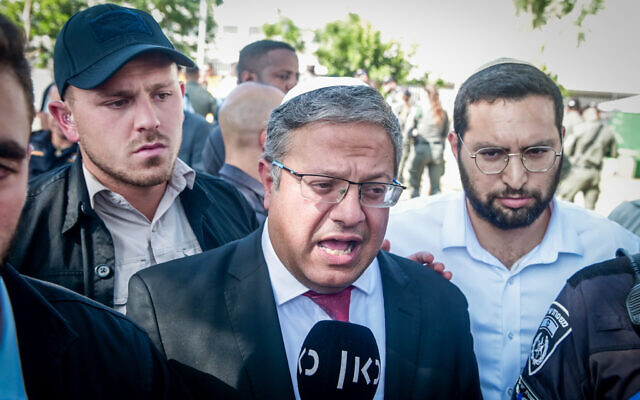 File: National Security Itamar Ben Gvir visits south Tel Aviv, September 3, 2023. (Avshalom Sassoni/Flash90)