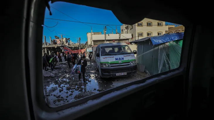 ambulance hospital debris