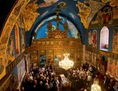 The Church of Saint Porphyrius, in Gaza city, before the war. The church has apparently been damaged, but not completely destroyed.