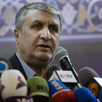 File: Head of Iran's atomic energy department Mohammad Eslami speaks during a news conference, in Tehran, Iran, December 12, 2023. (AP Photo/Vahid Salemi)