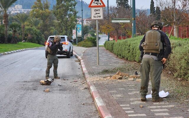 Damage seen in Kiryat Shmona on December 28, 2023 as a result of a rocket launched by Hezbollah in Lebanon. (Kiryat Shmona Municipality)