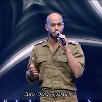 Cpt. (res.) Shaul Greenglick, 26, appears on the reality show 'The Next Star' on December 3, 2023. He was killed fighting in Gaza on December 25, 2023. (Screenshot from N12/Keshet, used in accordance with Clause 27a of the Copyright Law)