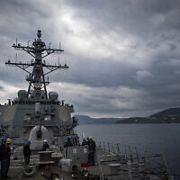 The USS Carney in the Mediterranean Sea, on November 12, 2018. (Mass Communication Specialist 1st Class Ryan U. Kledzik/ US Navy via AP)