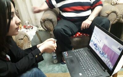 Manar al-Sharif, a Syrian journalist, in a virtual meeting between Gazans and Americans during Ramadan 2019, Gaza City. (courtesy)