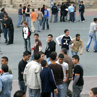 Illustrative: Palestinians students in the playground of a local school in East Jerusalem. November 2, 2006. (Orel Cohen / Flash90)