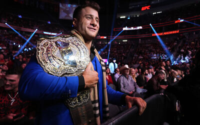 Maxwell Jacob Friedman attends a UFC event at T-Mobile Arena in Las Vegas, December 10, 2022. (Cooper Neill/Zuffa LLC via JTA)