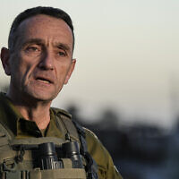 IDF Chief of Staff Lt. Gen. Herzi Halevi gives a statement to the media at an army base in southern Israel, December 26, 2023. (Flash90)