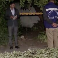 The scene of an explosion near the Israeli embassy in New Delhi, India on December 26, 2023. (Screen grab via ANI used in accordance with Clause 27a of the Copyright Law)